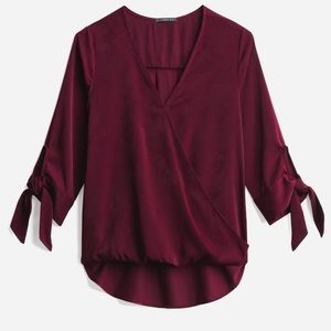 Satin tie sleeve blouse
